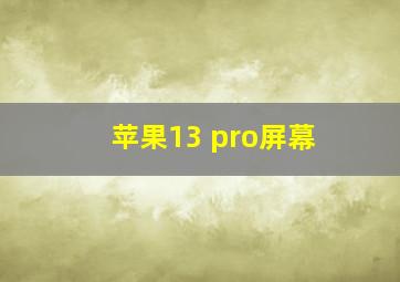 苹果13 pro屏幕